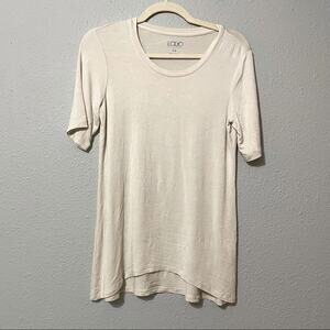 Logo Lori Goldstein Cream Short Sleeve Tee Shirt Womens XS Closet Staple Basic